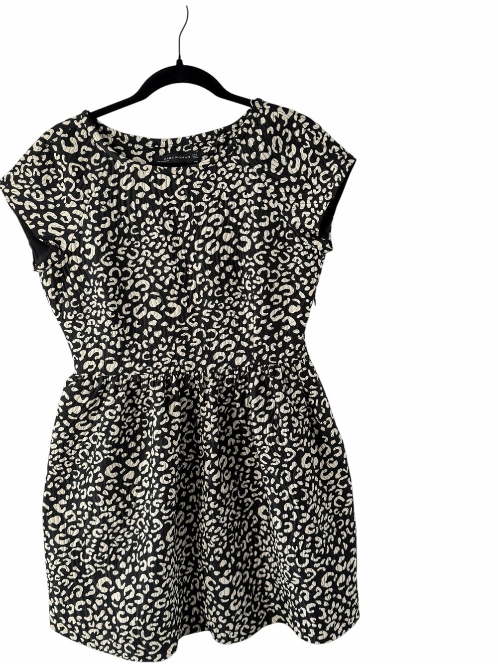 Zara Black and White Print Modern Classic Versatile Neutral Mini Dress Size M